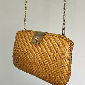 Italian Vintage Garfinkel glazed wicker chain link shoulder bag / clutch / cross